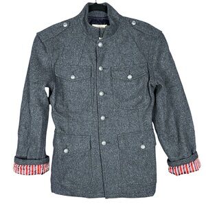 Vintage Armani Jeans Military Jacket Women’s Medium Gray Wool Blend Slim Fit